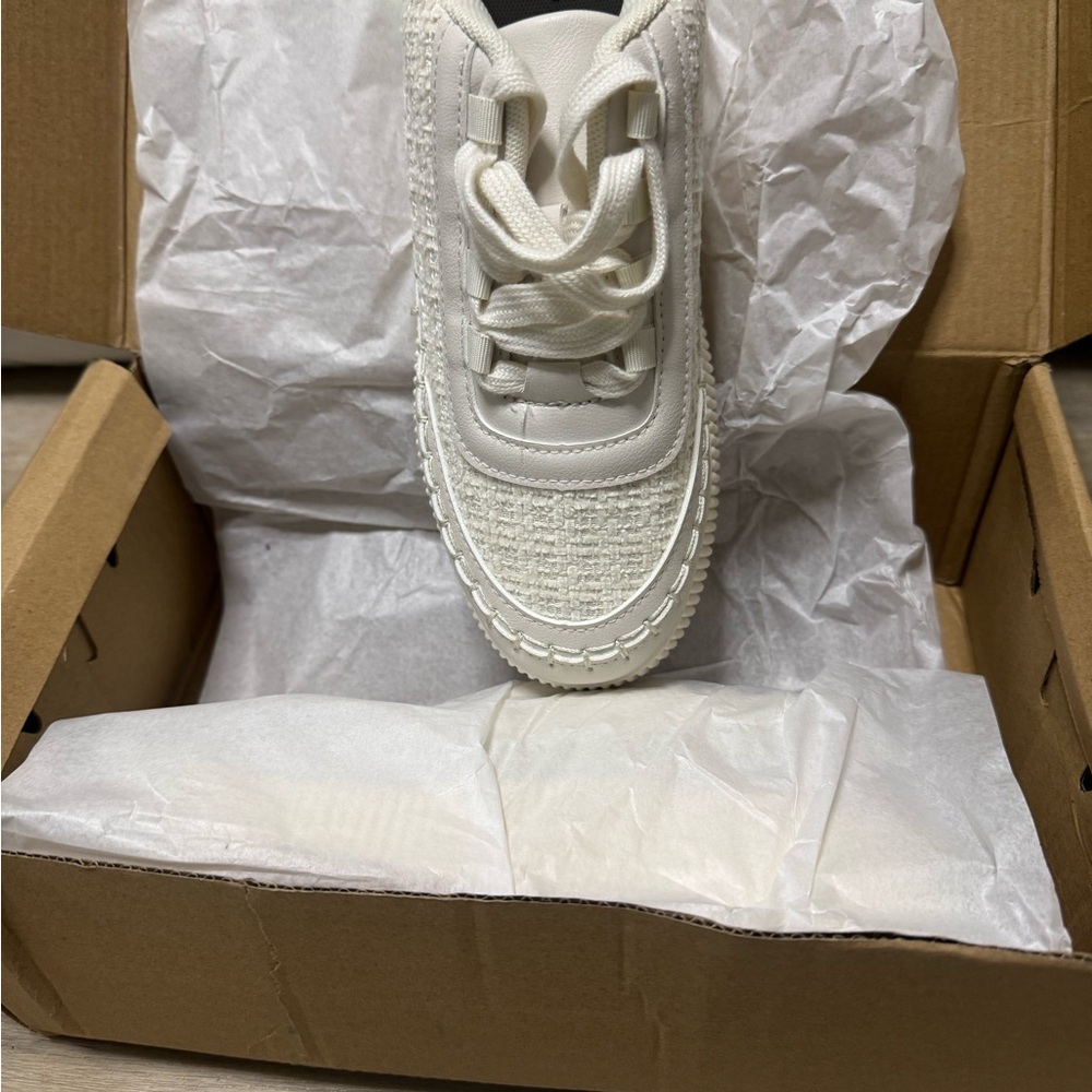 Women's White/Cream colored Sneakers with thick soles